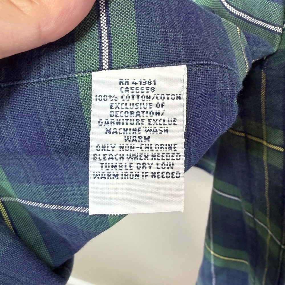 Ralph Lauren Plaid Button Down Men's XXL Navy Green Pony Logo Tartan Timeless - Picture 5 of 8